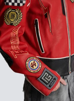 Lambskin Jacket With Racing Patches-Balmain Cheap