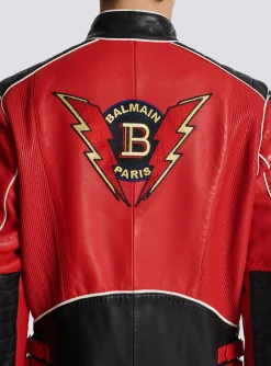 Lambskin Jacket With Racing Patches-Balmain Cheap