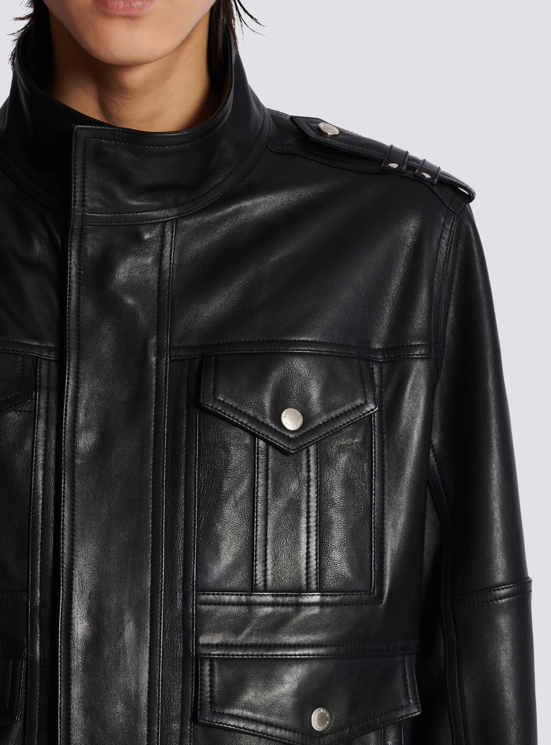Lambskin Leather Jacket With 4 Pockets-Balmain Best