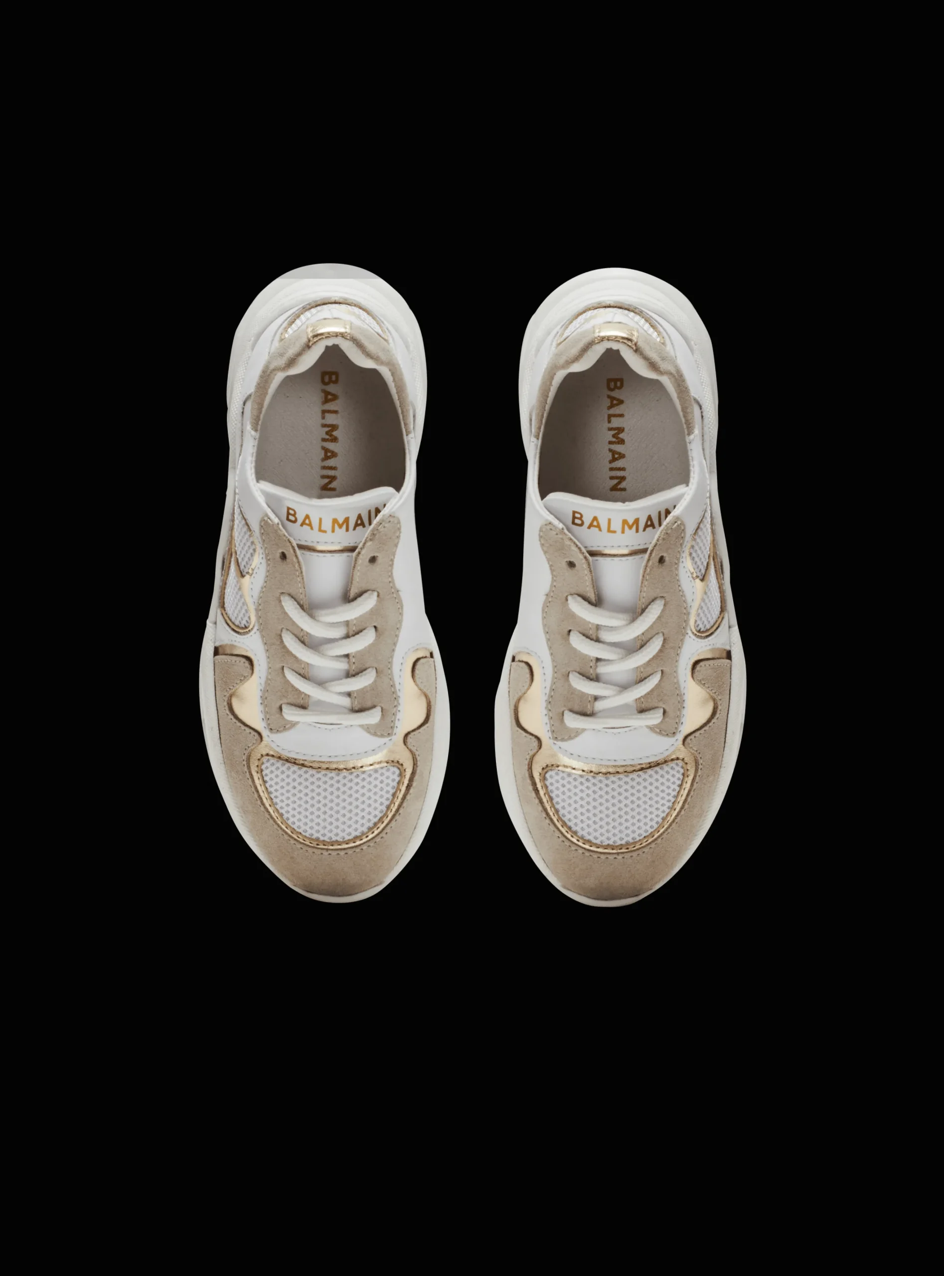Leather And Mesh Trainers-Balmain New