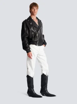 Leather Bomber Jacket-Balmain Online