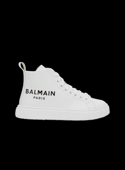 Leather High-top Trainers-Balmain Shop