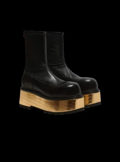 Leather Platform Boots-Balmain Outlet