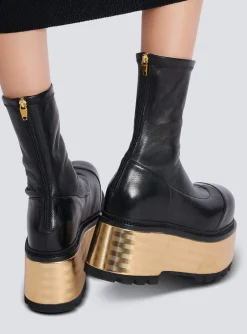 Leather Platform Boots-Balmain Outlet