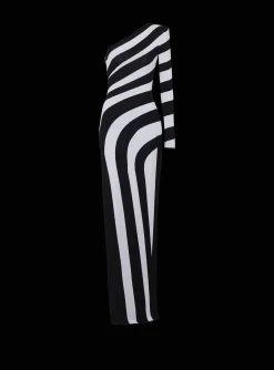 Long Asymmetrical Striped Knit Dress-Balmain Fashion