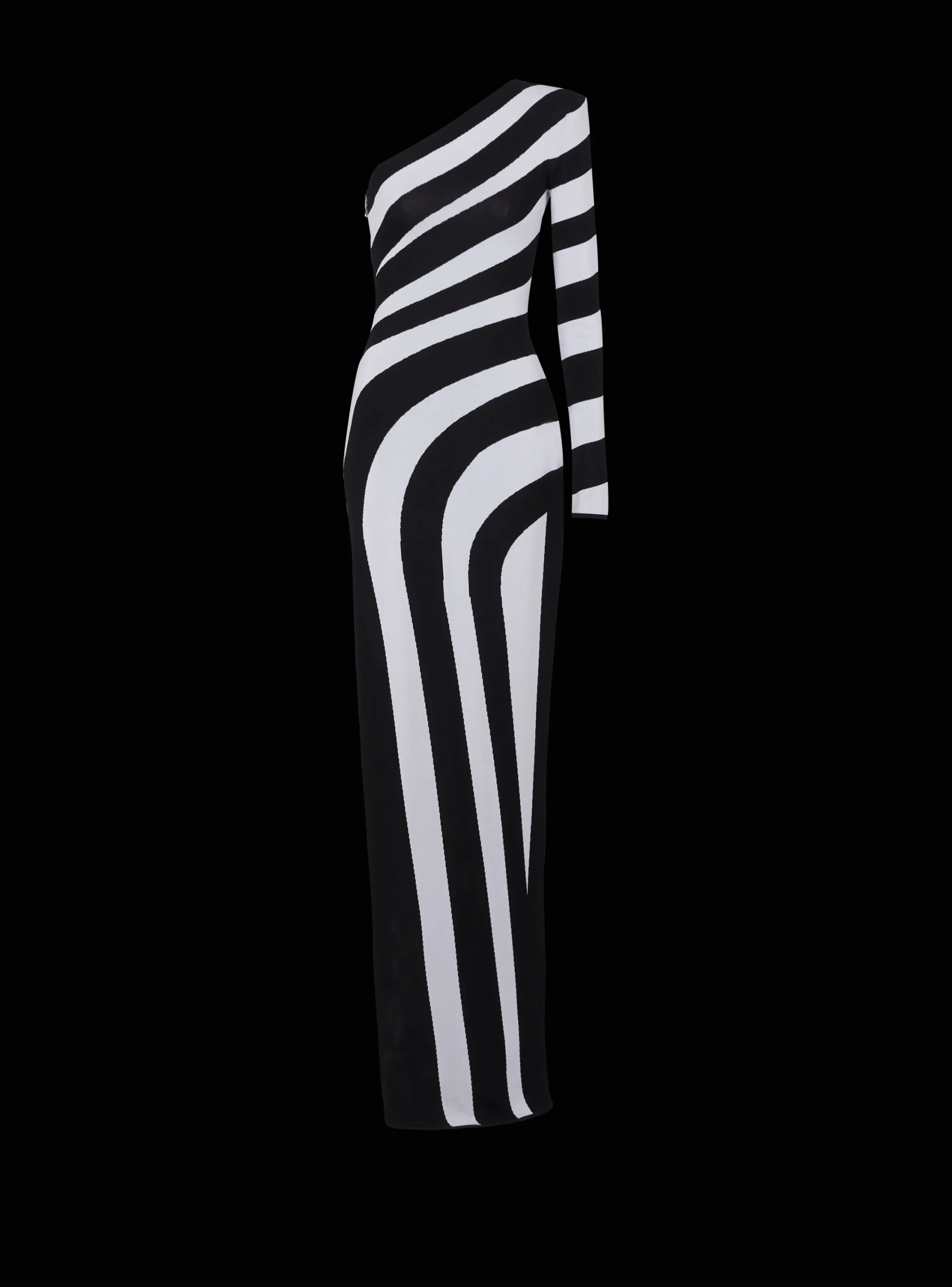 Long Asymmetrical Striped Knit Dress-Balmain Fashion