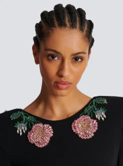 Long Backless Dress With Roses Embroidery-Balmain Fashion