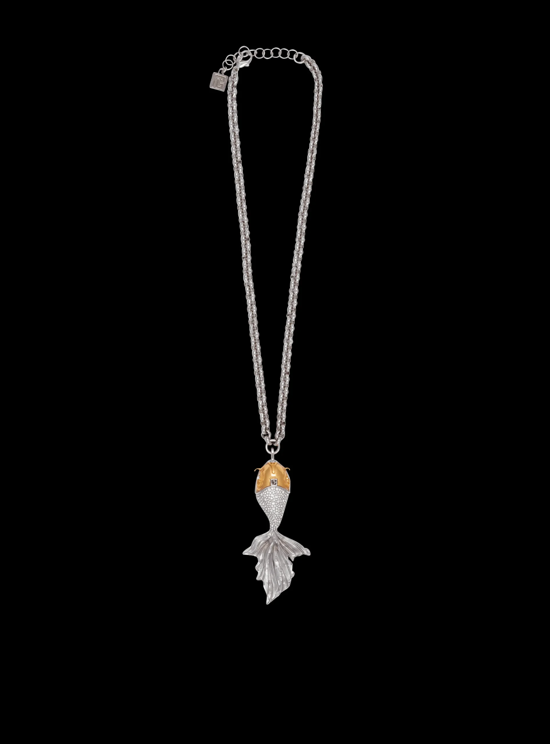 Long Carp Necklace In Brass And Crystals-Balmain Sale