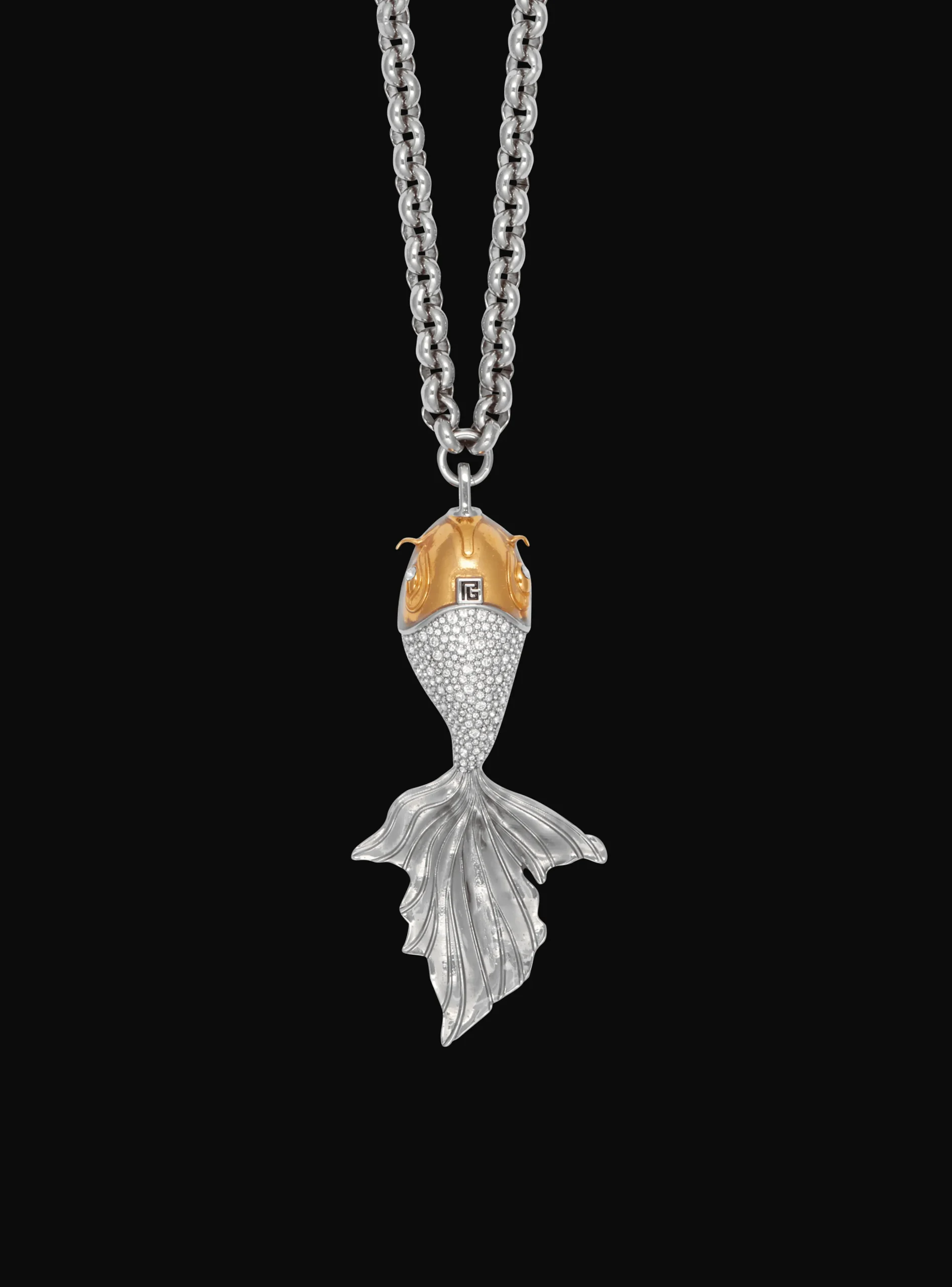 Long Carp Necklace In Brass And Crystals-Balmain Sale
