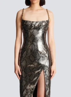 Long Dress With Chain Straps-Balmain Hot