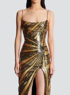 Long Dress With Sequin Embroidery-Balmain Store