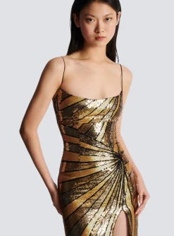 Long Dress With Sequin Embroidery-Balmain Store