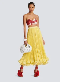 Long Pleated Skirt With Ruffles-Balmain Shop