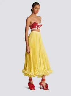 Long Pleated Skirt With Ruffles-Balmain Shop