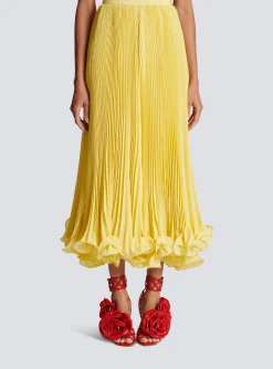 Long Pleated Skirt With Ruffles-Balmain Shop