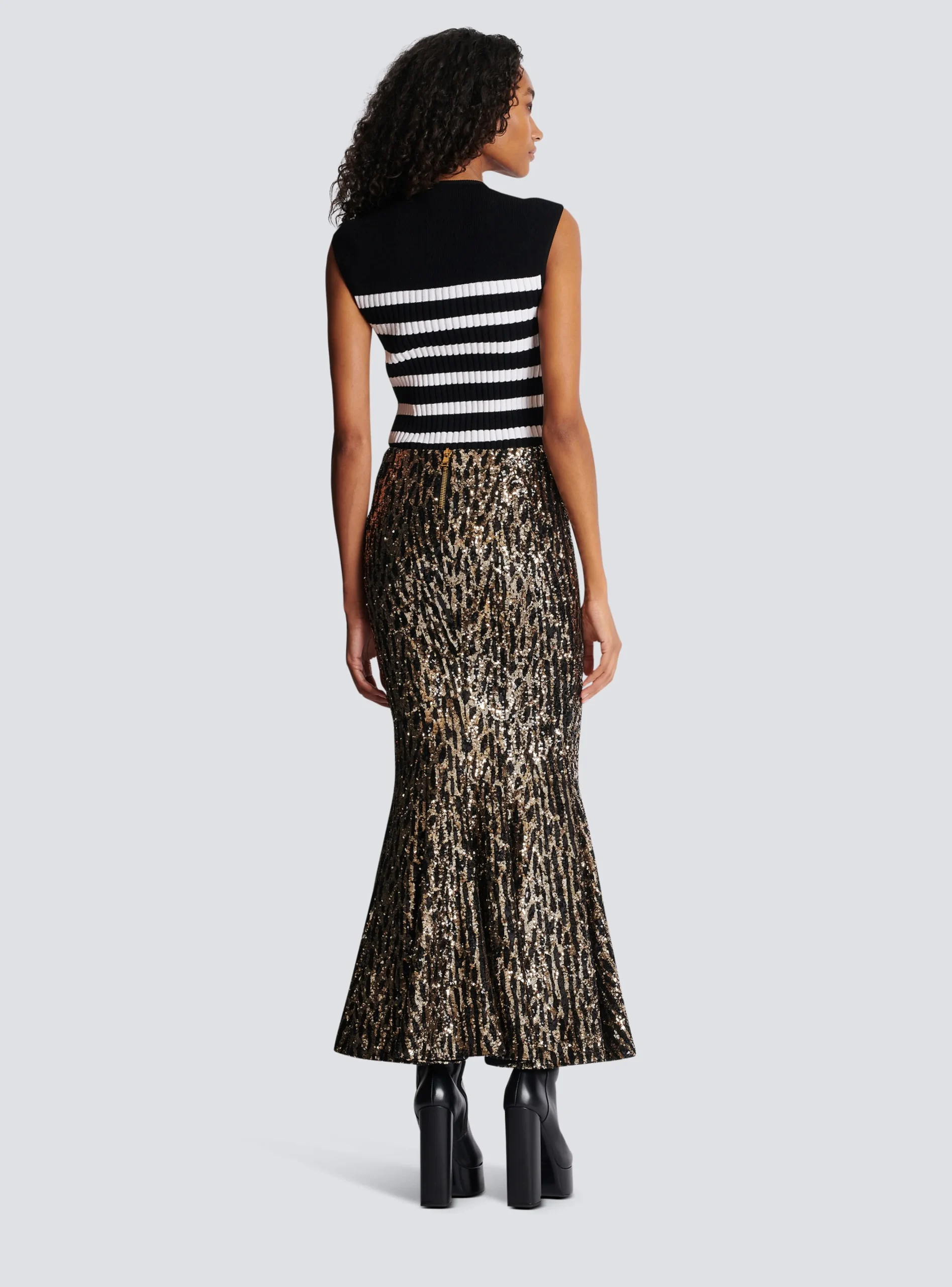 Long Skirt With Sequin Embroidery-Balmain Clearance
