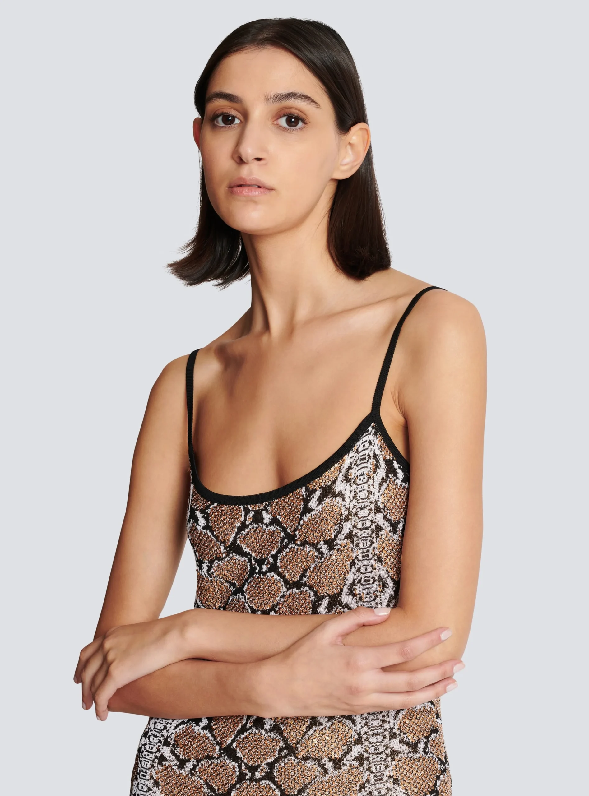 Long Strappy Snakeskin Knit Dress-Balmain Flash Sale