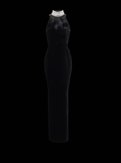 Long Velvet Halterneck Dress-Balmain Discount