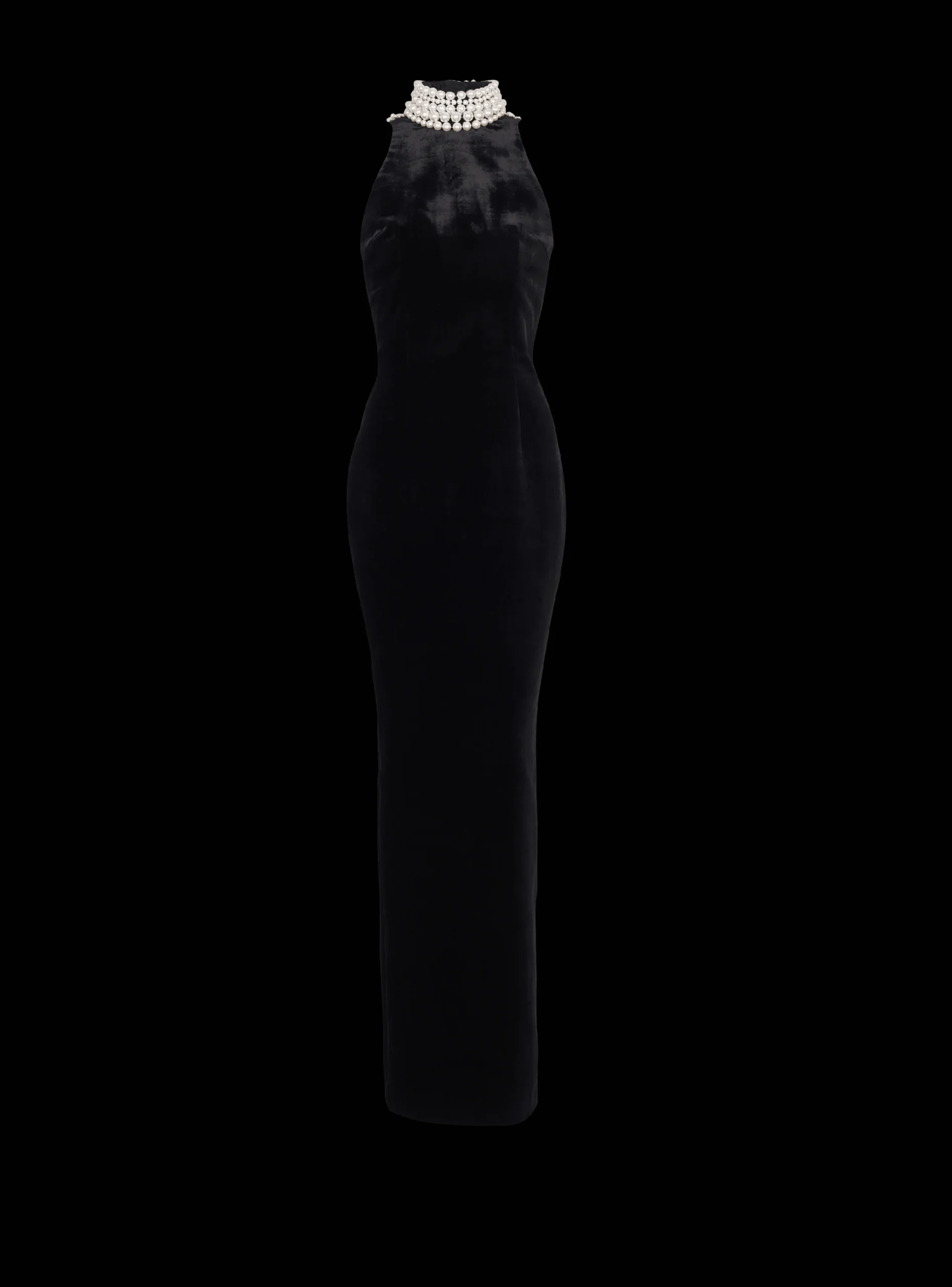 Long Velvet Halterneck Dress-Balmain Discount