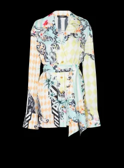 Loose Belted Shirt With Baroque Print-Balmain Cheap