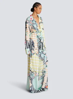 Loose Belted Shirt With Baroque Print-Balmain Cheap