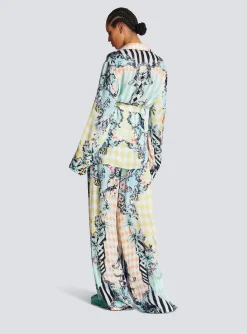 Loose Belted Shirt With Baroque Print-Balmain Cheap