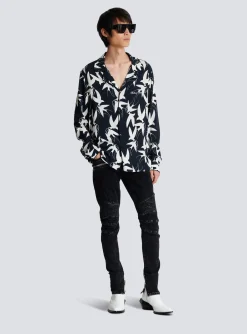 Loose Shirt With Swallow Print-Balmain Sale