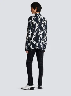 Loose Shirt With Swallow Print-Balmain Sale
