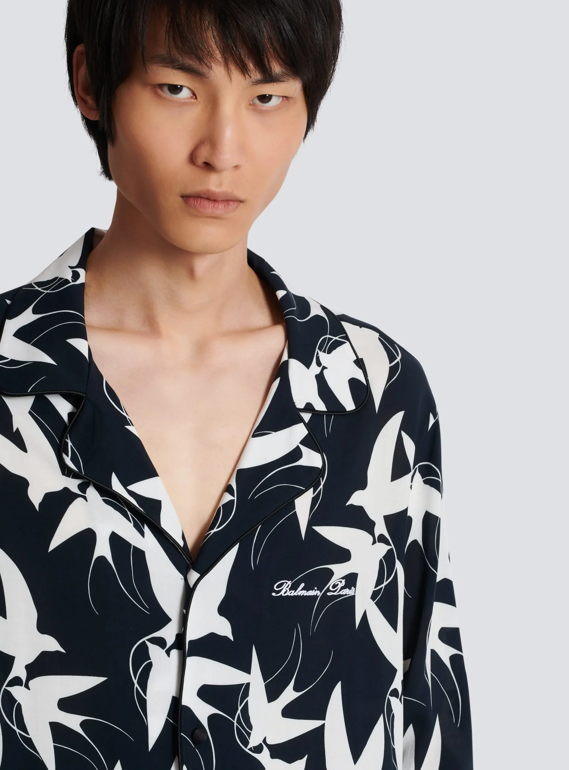 Loose Shirt With Swallow Print-Balmain Sale