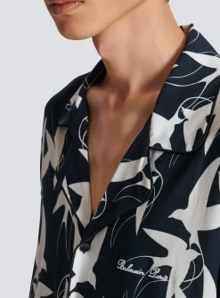 Loose Shirt With Swallow Print-Balmain Sale