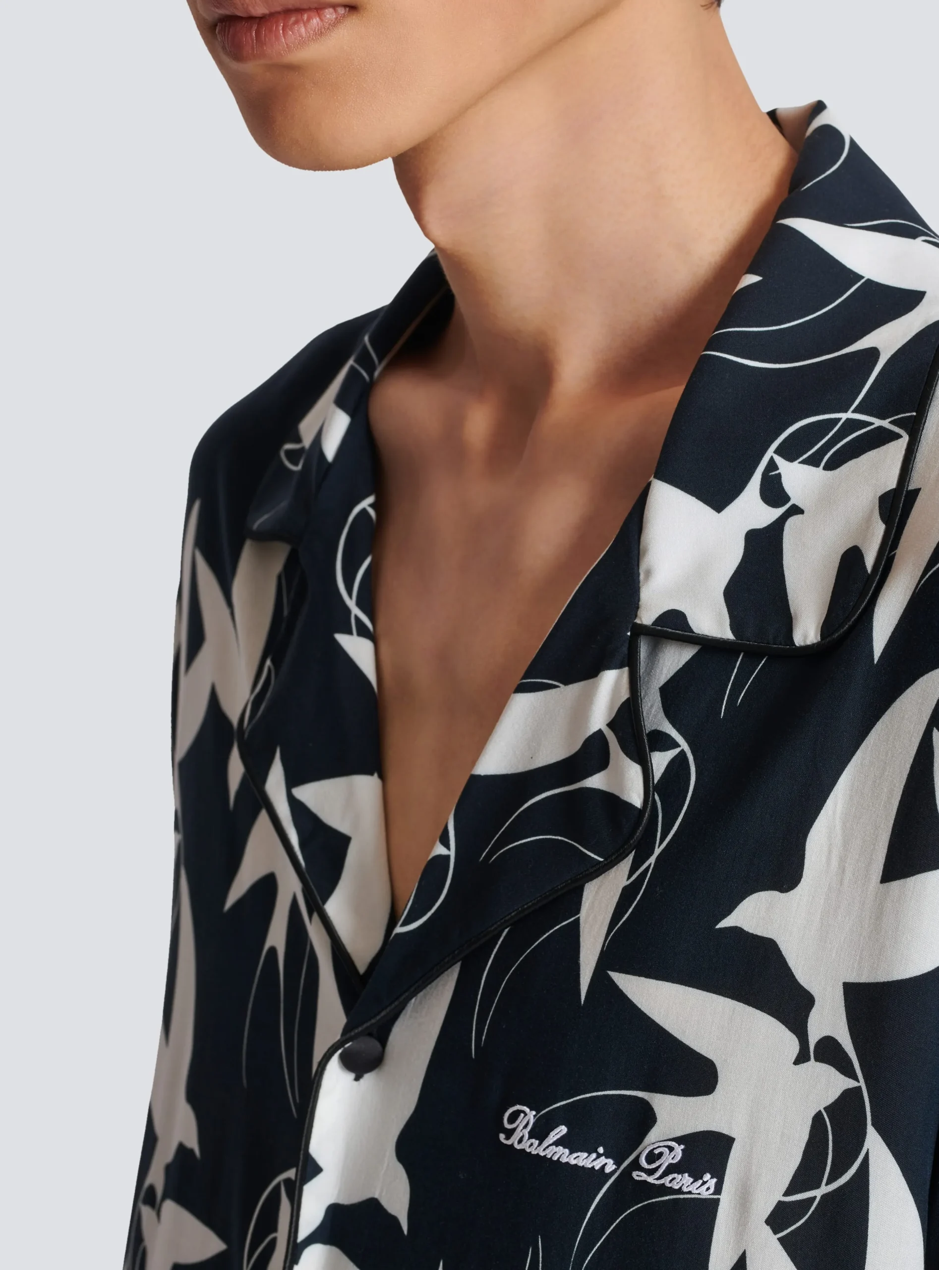 Loose Shirt With Swallow Print-Balmain Sale