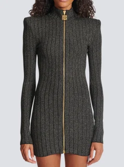 Lurex Knit Zip Dress-Balmain Outlet