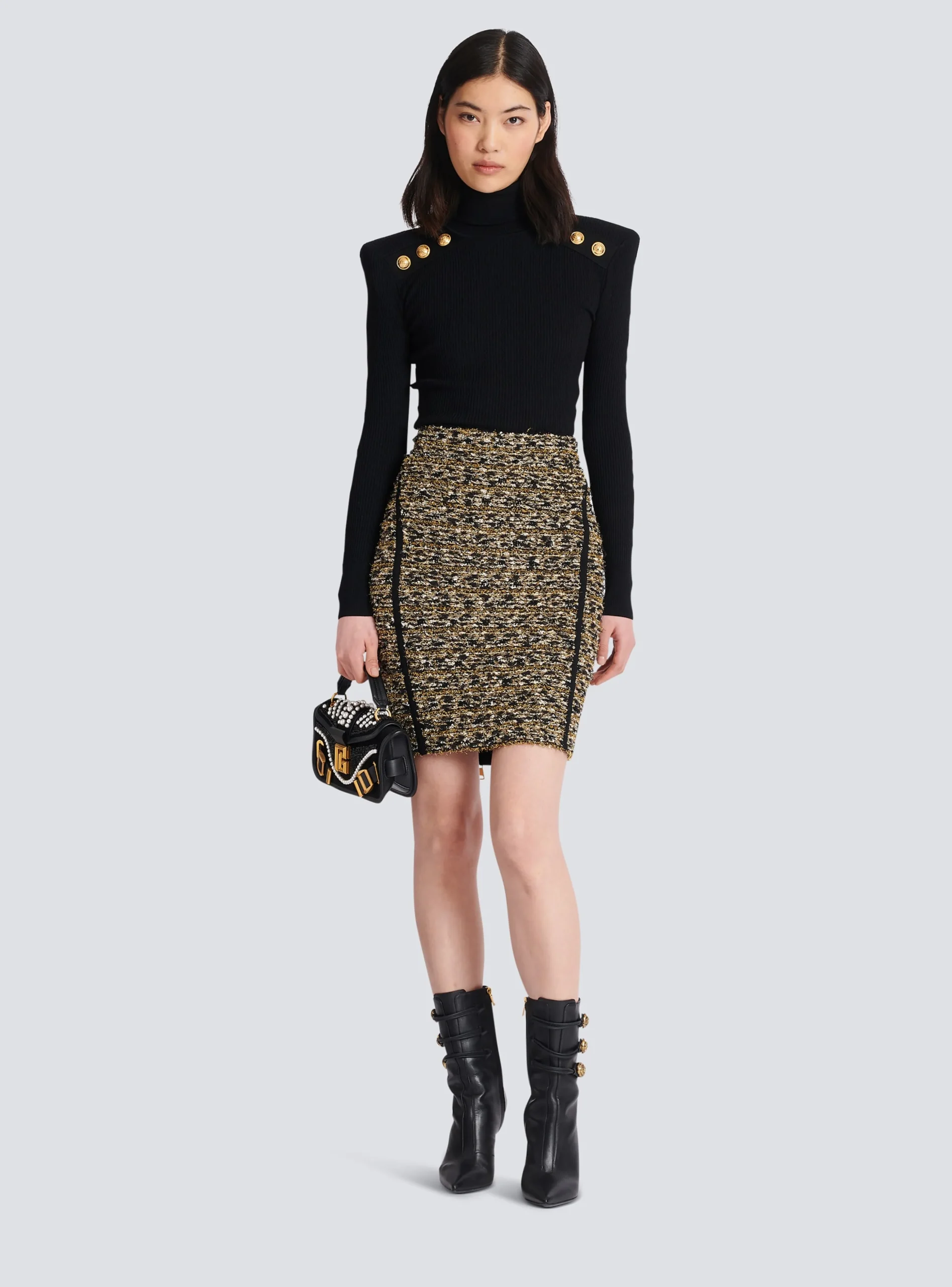 Lurex Tweed Skirt-Balmain Outlet