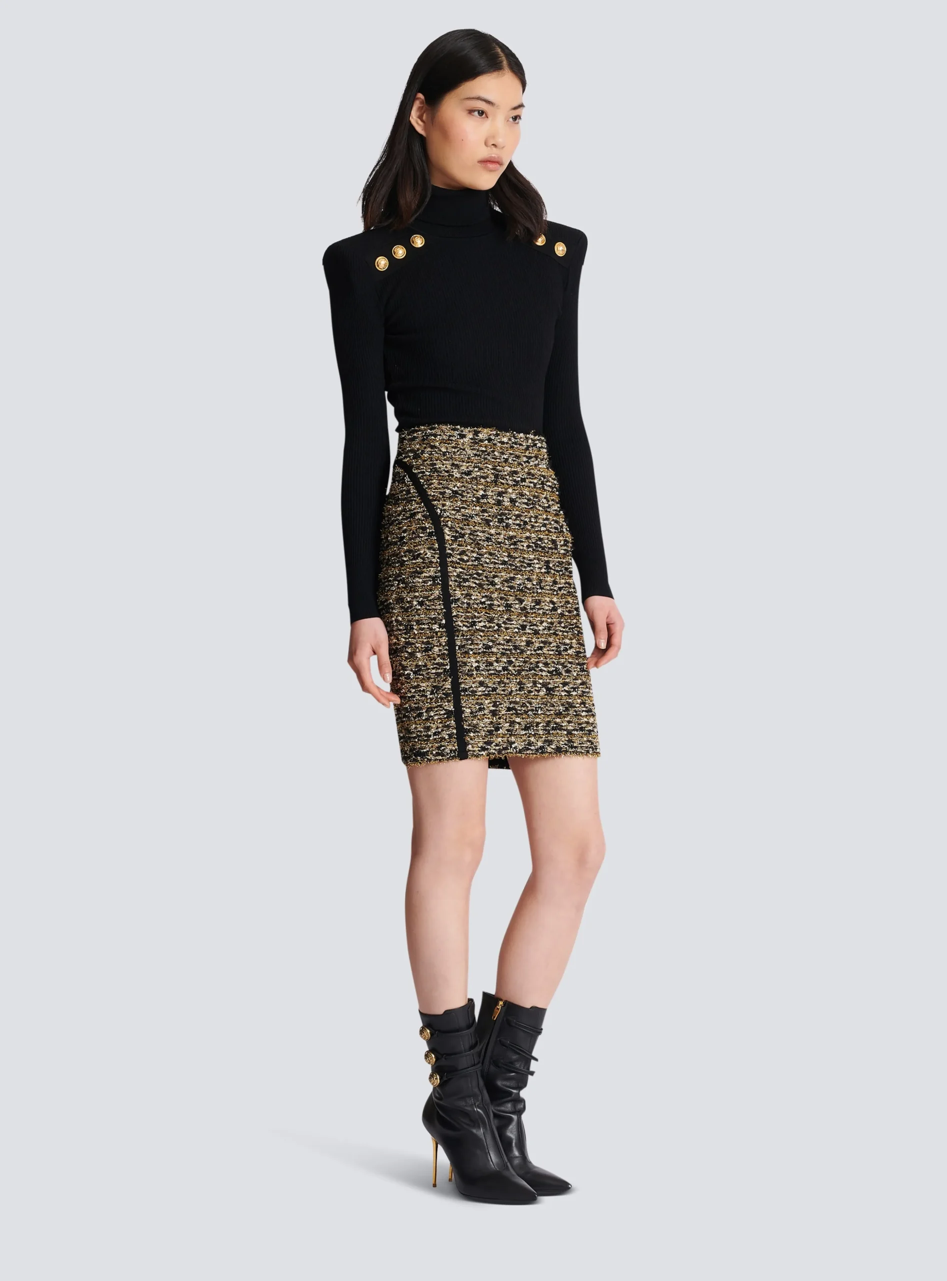 Lurex Tweed Skirt-Balmain Outlet
