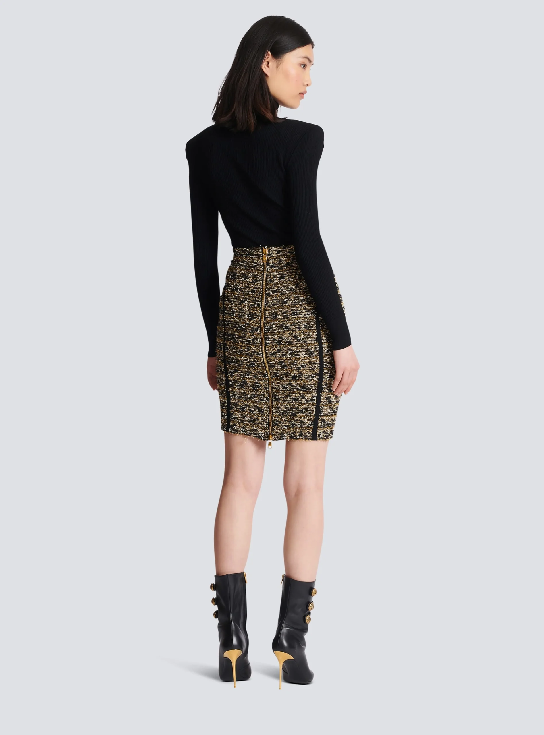 Lurex Tweed Skirt-Balmain Outlet