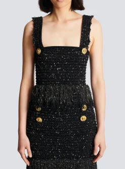 Lurex Tweed Strappy Top-Balmain Store