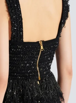 Lurex Tweed Strappy Top-Balmain Store