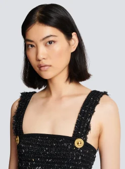 Lurex Tweed Strappy Top-Balmain Store