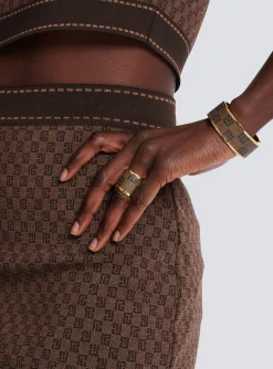 Metal And Canvas Mini Monogram Ring-Balmain Cheap