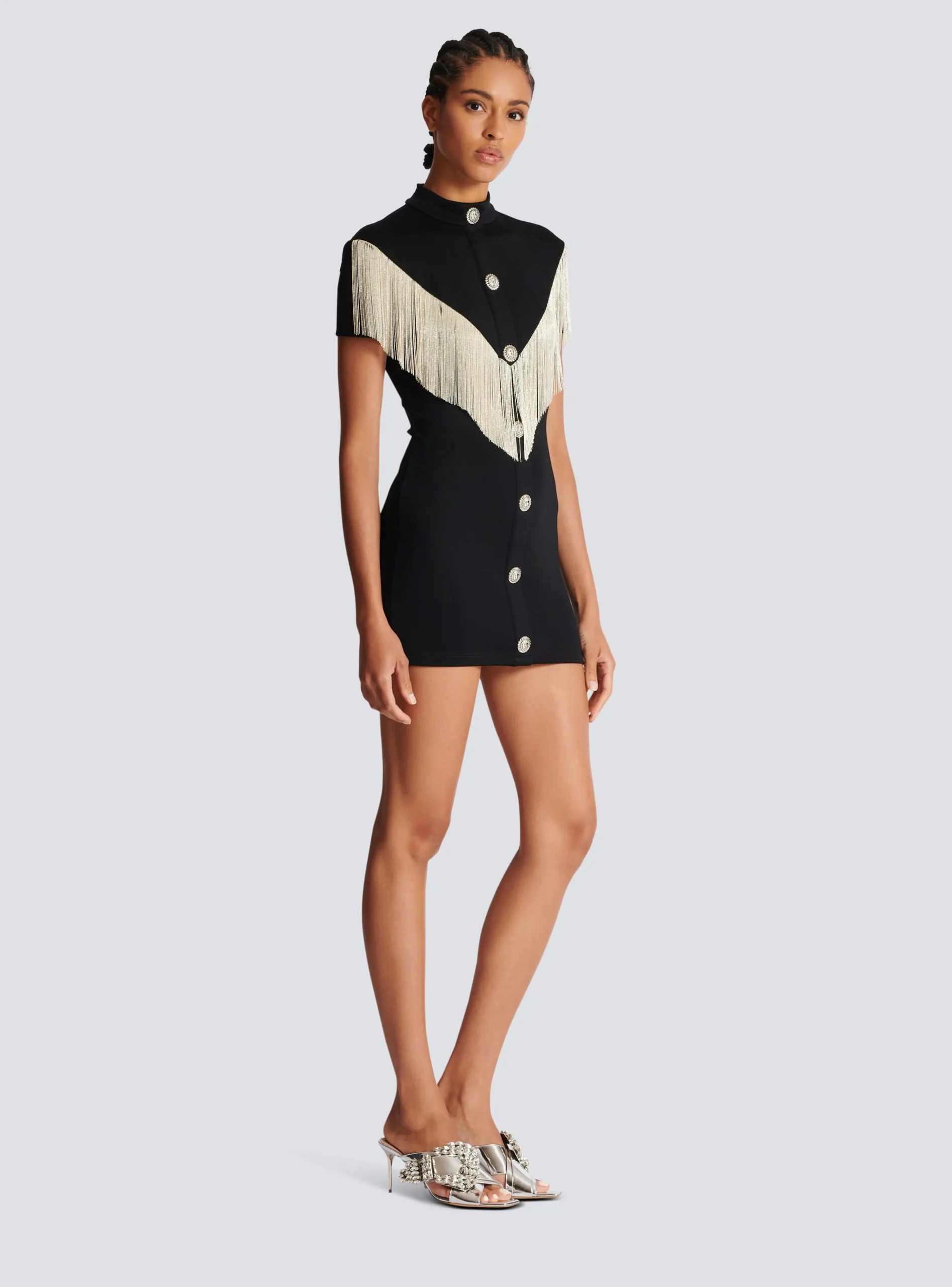 Metal Short Fringed Dress-Balmain Hot