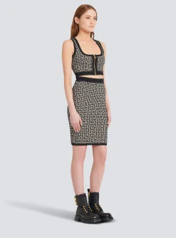 Mid-length Knit Skirt With Monogram-Balmain Online