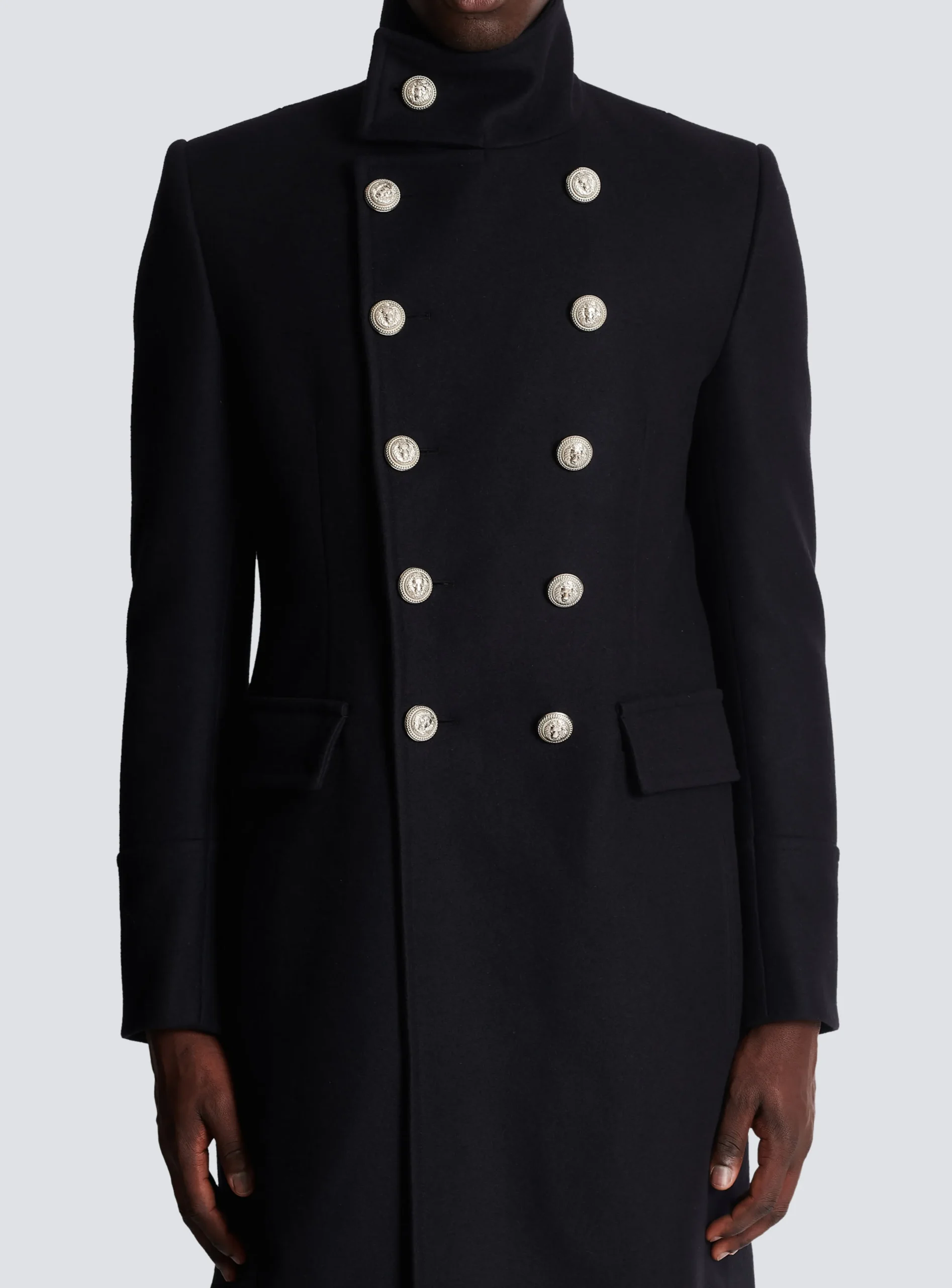Mid-length Military-style Coat-Balmain Flash Sale