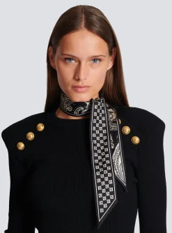 Mini Monogram And Paisley Reversible Scarf-Balmain Sale