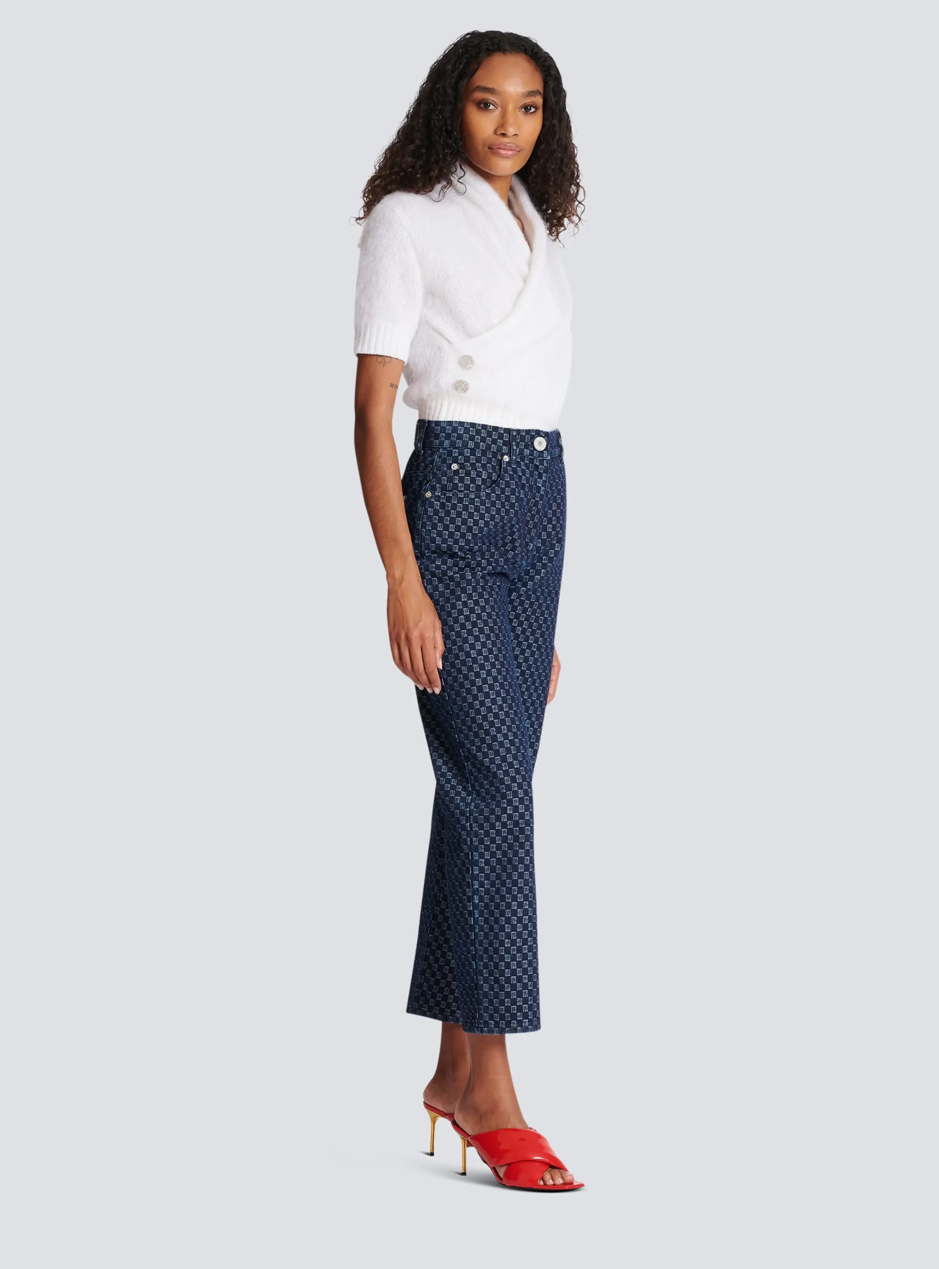 Mini Monogram Denim Jeans-Balmain Best