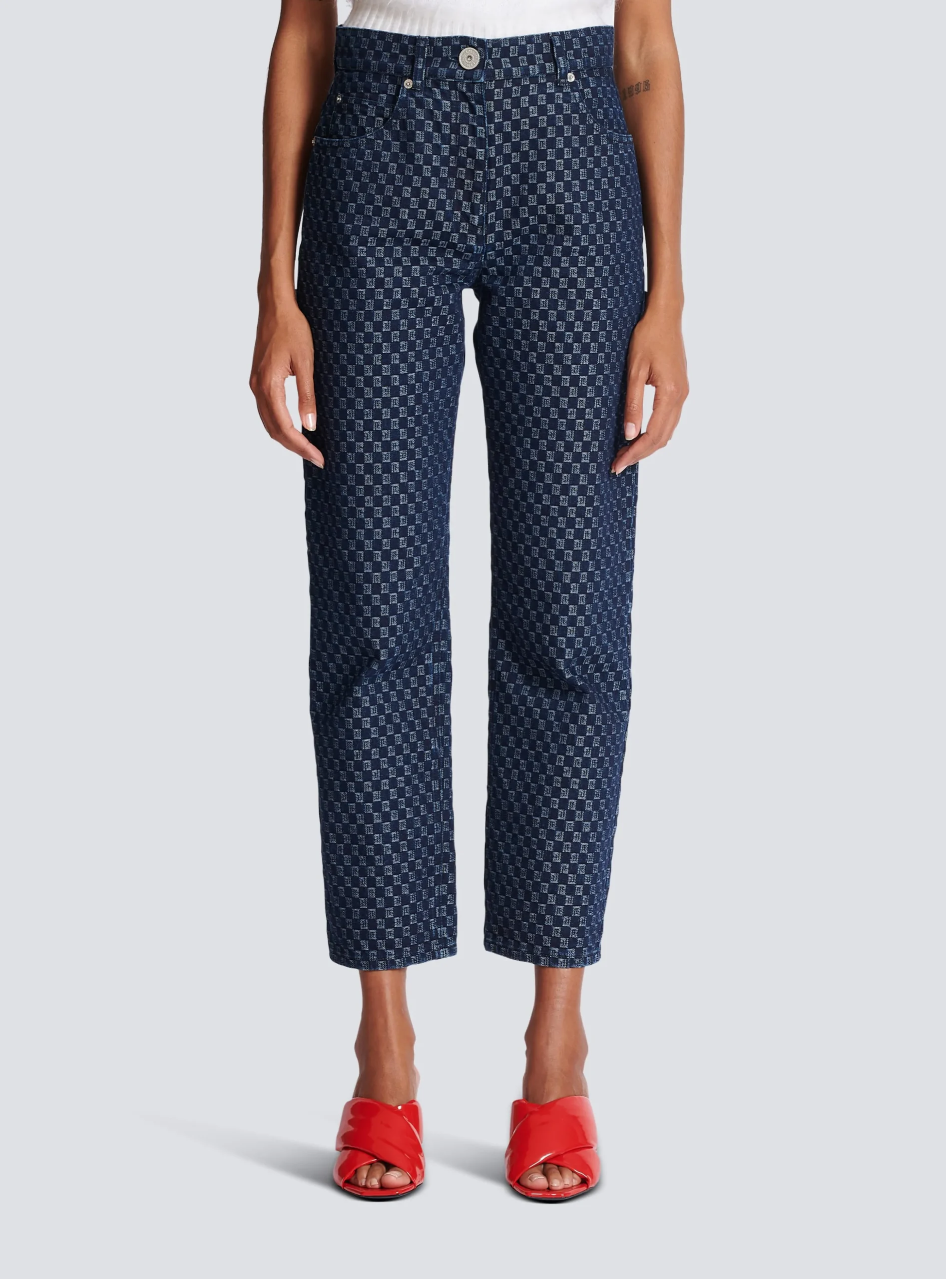 Mini Monogram Denim Jeans-Balmain Best