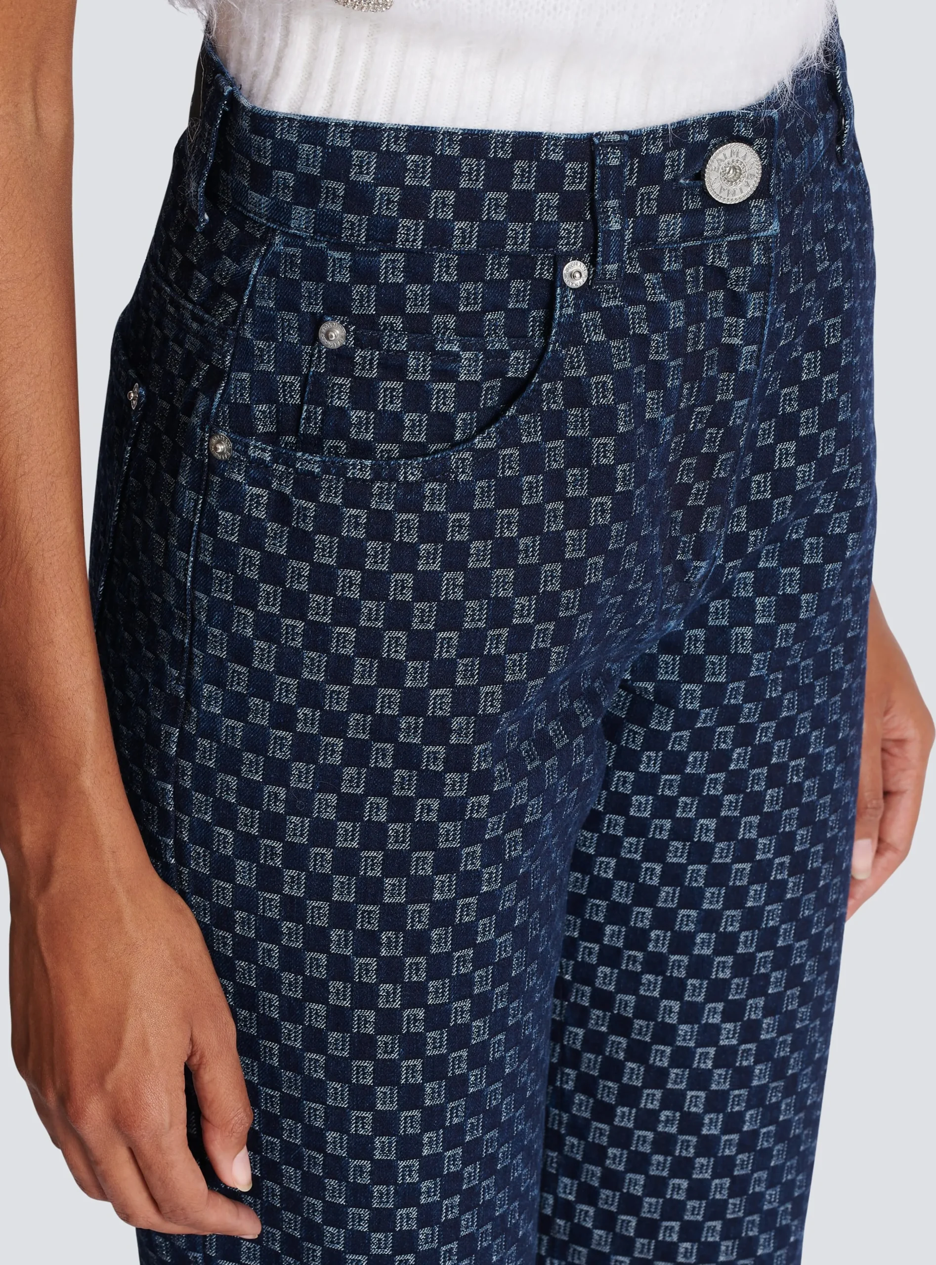 Mini Monogram Denim Jeans-Balmain Best