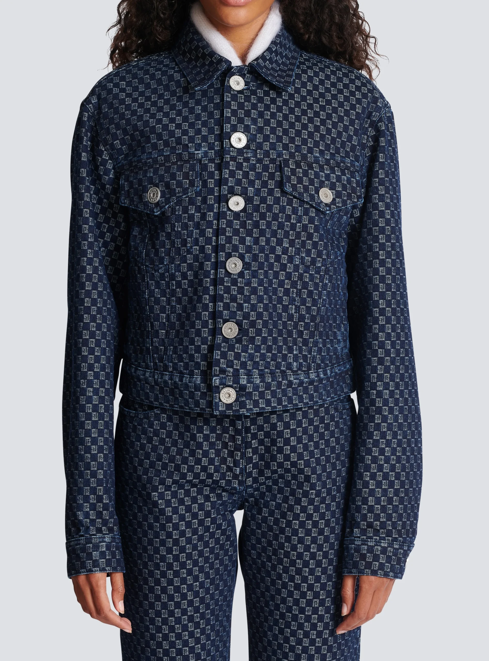 Mini Monogram Jacquard Denim Jacket-Balmain Cheap