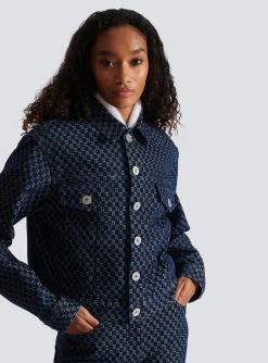 Mini Monogram Jacquard Denim Jacket-Balmain Cheap