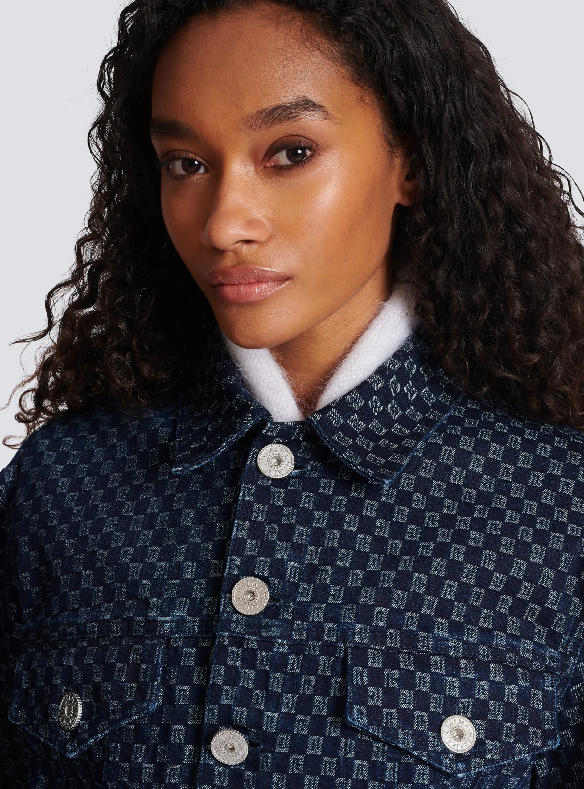 Mini Monogram Jacquard Denim Jacket-Balmain Cheap