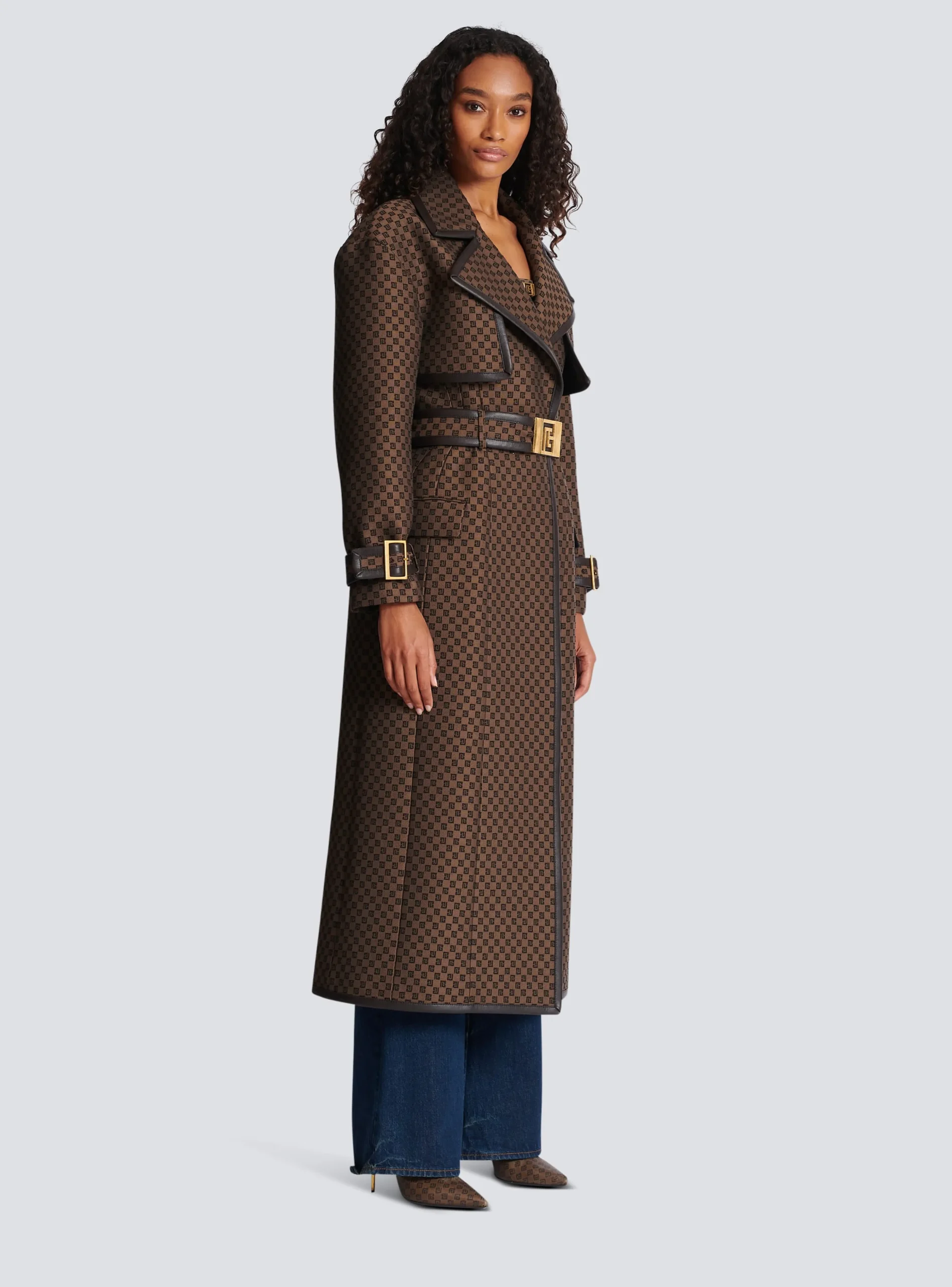 Mini Monogram Jacquard Trench Coat-Balmain Outlet